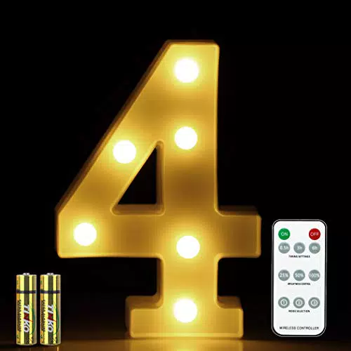 HONPHIER Numero luce 3D con telecomando, lettere, lettere