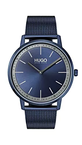 Hugo Orologio Analogico al Quarzo da Uomo con Cinturino in Maglia Metallica in Acciaio Inossidabile Blu - 1520011