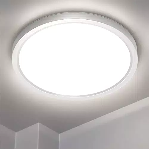 IAB Plafoniera LED Soffitto Plafoniera LED Moderna 4000K Lampadario LED Soffitto Luce Bianco Naturale Rotonda Plafoniera Bagno per Cucinaalone