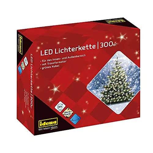 Idena 30441 - Catena luminosa LED con 300 LED in bianco caldo
