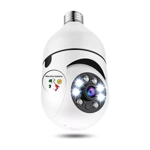ja4you E27 Telecamera di sorveglianza WLAN per interni con visione notturna - Telecamera di sicurezza a 360 gradi panoramica e 1080 pixel - Telecamera per cani e baby monitor - Sicurezza per la casa