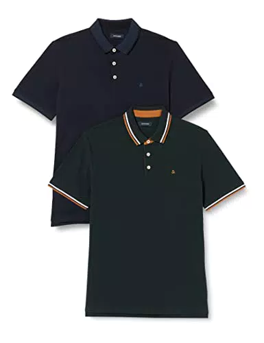 Jack & Jones Jjepaulos Polo SS 2pk MP Noos, Pine Grove/Pack:1Pine Grove 1dark Navy