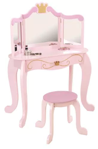 Kidkraft 76123 Toeletta con Specchio e Sgabello in Legno Stile Principessaobili per Camera da Letto e Sala Giochi per Bambini
