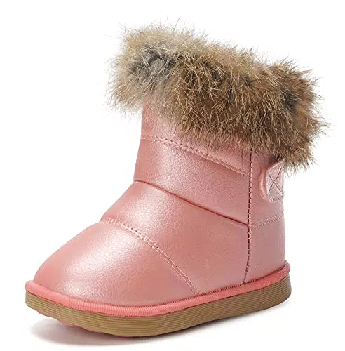 KVbabby Bambine e Ragazze Carino Stivali da Neve Morbide Fodera calda Stivali Scarpe di Cotone Piatto Pelliccia Stivali