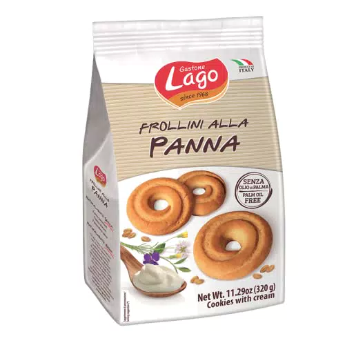 LAGO, Frollini alla Panna 320g, Biscotti Frollini alla Panna da Inzuppareenza Olio di Palma