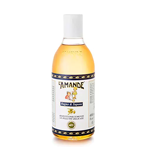 L'AMANDE Bagno Sapone 400 ml Sapone Liquido Derivato dall'Olio di Oliva Sapone Formula Delicata Sapone Liquido Prodotto a Caldo Sapone per Bagno in Vasca Rilassante