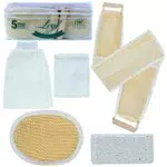 LEYF Set bagno peeling e pulizia corpo 5 in 1 / 100% naturale e di alta qualità / Spugna di Luffa