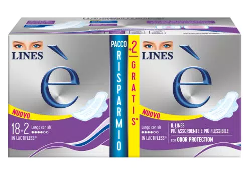 Lines È Lungo con Ali Assorbenti in Lactifless, Pacco Scorta
