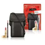 L'Orèal Paris, Borsino con Rossetto Satin Color Riche 226 Rose Glacé e Matita Nera Le Khôl Naturel Paradise
