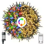 Luci Albero di Natale Esterno - 20m 200 LED Catena Luminosa Esterno 8 Modalità IP44 Impermeabile Luci Natalizie da Esterno Lucine LED Interno Decorative Giardino Casa Feste Patio Bianco Caldo Colore