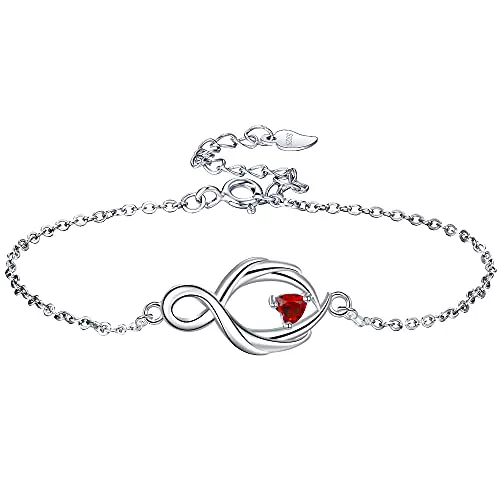 Lydreewam Ala di Angelo Bracciale Donna Argento Sterling 925 Infinito Bracciale 3A Rossi Amore Zirconi Braccialian Valentino per Leicatola Regalo Confezionato