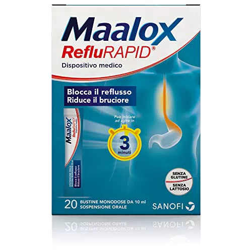 Maalox Reflurapidaalox Reflusso, 20 Bustine Monodoseenza Lattosioenza Glutine