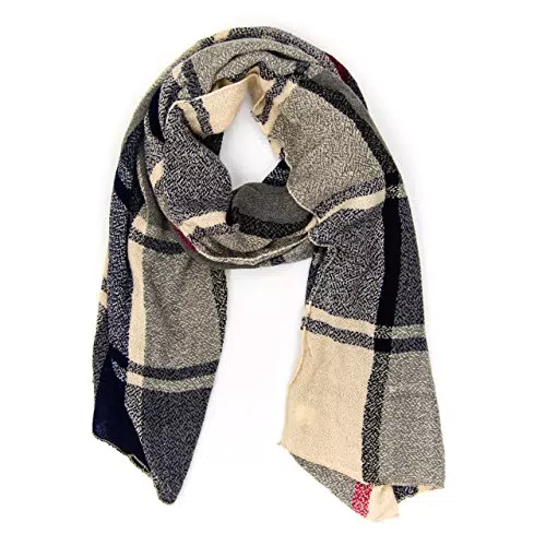 MANUMAR Sciarpa unisex, Fazzoletto da collo per uomo e donna con motivi semplici a quadri come accessorio perfetto per autunno/inverno