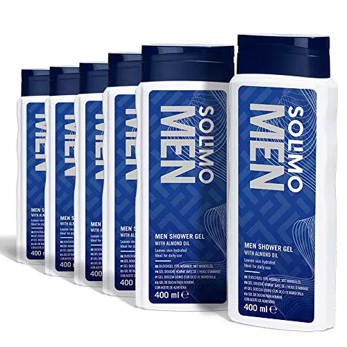 Marchio Amazon - Solimo Gel doccia uomo con olio di mandorla- Confezione da 6