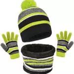 Maylisacc Set di Berretto Guanti e Sciarpe Lavorato a Maglia Bambini Caldiet Berretto Scaldacollo Guanto Invernale con Fodera in Pile Cappello Snood e Guanti Ragazzi