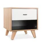Mc HAUS Sansa - Comodino bianco con 1 cassetto, in legno MDF