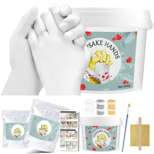 McNory Kit Calco Mani Famiglia 3D Set Completo di Gesso e Alginato per Scultura e Stampi per Impronte di Adulti e Bambini