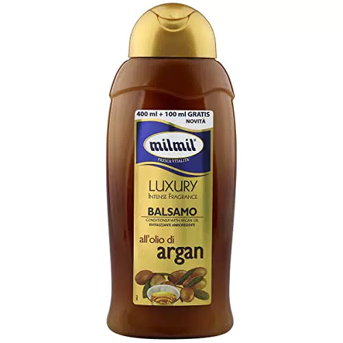 Milmil Luxury Intense Fragrance, Balsamo Rivitalizzante e Ammorbidente all'Olio di Argan - 500 ML