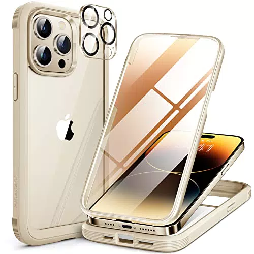 Miracase Glass Series Progettata per Cover iPhone 14 Pro, crema