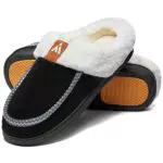 Mishansha Pantofole Calde Uomo Ciabatte Comode Memory Foam Pantofole Peluche Antiscivolo Slippers Nero