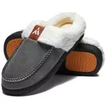 Mishansha Pantofole Calde Uomo Slippers Comode Memory Foam Pantofole Peluche Antiscivolo Ciabatte Grigio