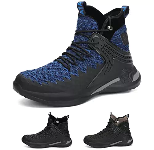 Mishansha Scarpe Antinfortunistiche Uomo Scarpe Antinfortunistica Antiforatura Scarpe da Lavoro con Punta Scarpe di Sicurezza Blu Francese Gr.43