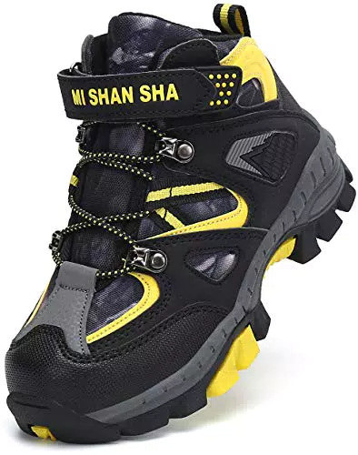 Mishansha Scarpone Trekking Bambini Antiscivolo Scarponi da Montagna Ragazzi Scarpa da Escursionismo Ragazze Leggeri Scarpe Invernali Mikado Giallo Gr.31