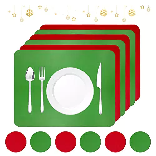 MORROLS Set da 6 Tovagliette Ecopelle Lavabili Tovagliette Colazione in Pelle PU