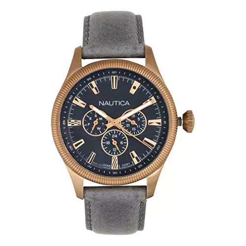 Nautica Orologio Analogueico Quarzo Uomo con Cinturino in Pelle NAPSTB003