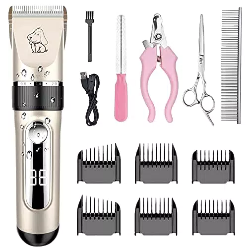 NWOUIIAY Kit Tosatrice Professionale per Cani Tagliacapelli Animali Gatto Ricaricabile Tosatore Elettrico per Impermeabile IPX7 Lavabile Ricaricabile