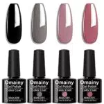 Omainy Smalto Semipermente per Unghie in Gel UV LED 4pzs Colori Kit per Manicure Smalti Gel per Unghie Soak Off