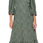 Only ONLOLIVIA 3/4 Wrap Midi Dress Wvn Vestito, Balsamo Verde