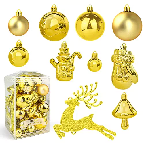 Palline di Natale, 30 Pezzi Addobbi Albero di Nataleet di Natalizi Ornamento Dorati