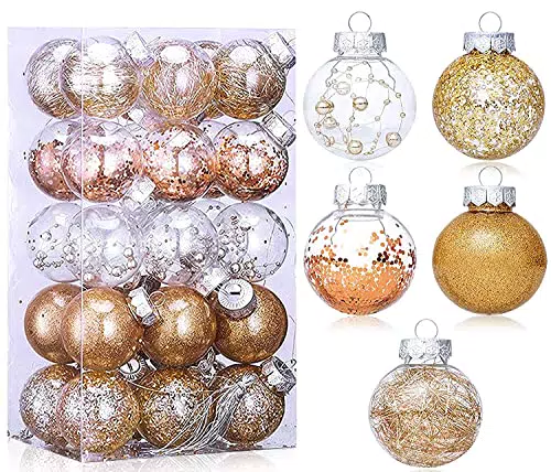 Palline di Natale, 30Pcs Palline di Natale, Palla Sfera Infrangibile in Plastica per Albero di Natale
