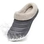Pantofole Donna Uomo Invernali Chiuse Impermeabile Ciabatte Termiche Memory Foam Eleganti Peluche Comode Calda Scarpe Gomma Antiscivolo Casa Slipper Unisex Adulti Grigio Taglia /36