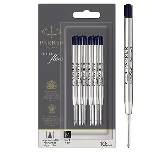 PARKER QUINKflow ricariche inchiostro per penne a sfera, punta media, nero, 10 pezzi