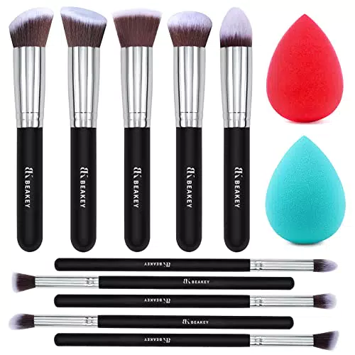 Pennelli Make Up BEAKEY Premium Synthetic Set di Pennello da Trucco Fondazione Cipria Fard Ombretto Kit con Pennelli Trucco