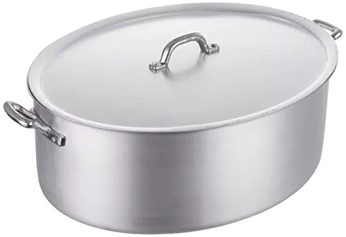 Pentole Agnelli Linea Family Cooking Alluminio Casseruola Ovale con Due Maniglie e Coperchio