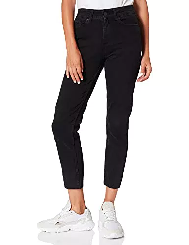 PIECES Pcluna Straight MW Ank BLC Noos BC Jeans, Nero