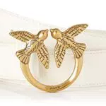 Pinko Love Berry H3 Belt Vitello Set Cintura, Z14Q_Bianco Seta-Antique Gold