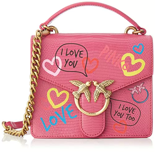 Pinko Love Mini Top Handle Street AR, Borsa Donna, P01Q_Fuxia-Antique Gold