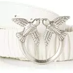 Pinko Love Ruffle 1 H4 Belt Nappa Cintura, Z14O_Bianco+Bianco-Old Silver