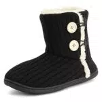 Polar Donna Memory Foam A Maglia Pulsante Pelliccia Ecologica All'Aperto Suola di Gomma Felpa Inverno Comfort Pantofole - Nero - UK7/EU40 - YC0716