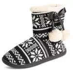 Polar Donna Memory Foam Pom Pom Inverno Pelliccia Ecologica Lusso Felpa Accogliente Anti Scivolo Interno All'Aperto Pantofole - Nero/Bianco - UK3/EU36 - YC0710