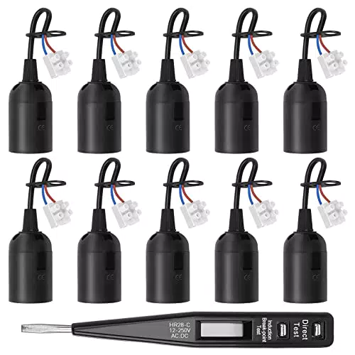 Portalampada E27 Porta Lampadina 10PCS con Tester di Tensioneupporto della Lampada
