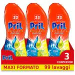Pril Excellence Duo Gel, Detersivo in Gel, azione sciogligrasso