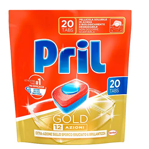 Pril Gold Tabs 12 Azioni Detersivo Lavastoviglie, 20 Pezzi