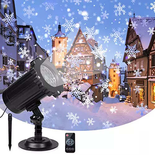 Proiettore di Natale a LED, VOTUKU Proiettore di Nevicate Impermeabile IP65 Luci con Telecomando per Decorazione d'Interni ed Esterni Festa di Nozze Natale