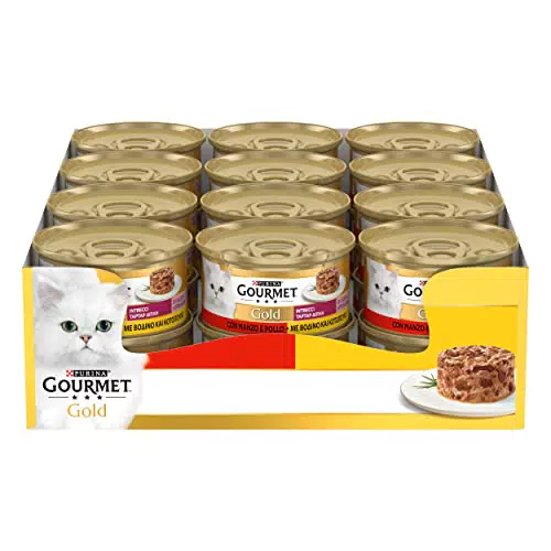 Purina Gourmet Gold Intrecci di Gusto Cibo umido per Gatti con Pollo e Manzo