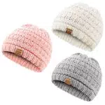 REDESS cappello di maglia per Bambini, bianco/rosa/grigio